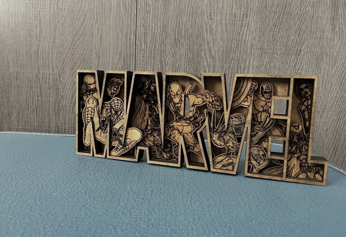 Layered superhero wooden sign