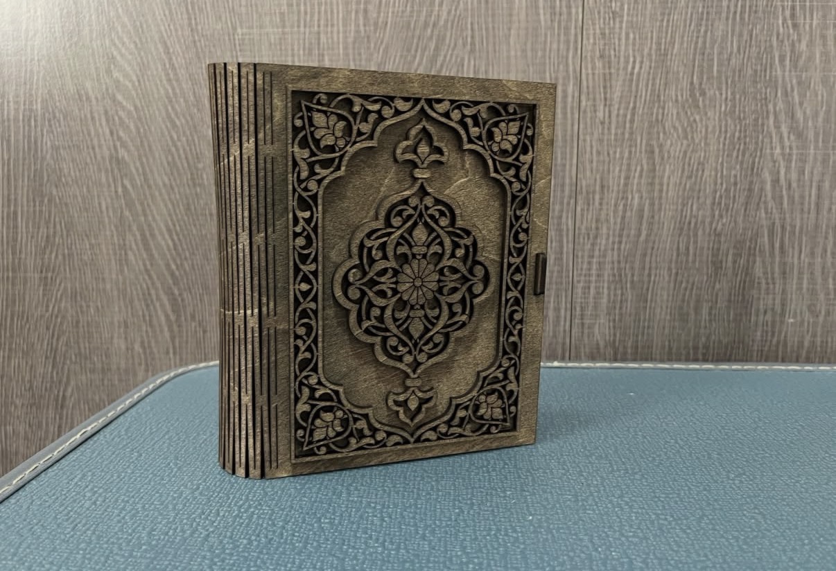 Custom ornate wooden book box